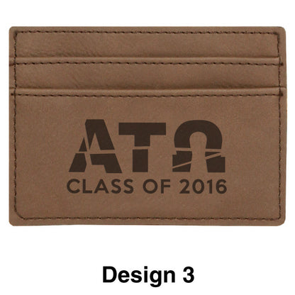 Custom Greek Graduate Dark Brown Leather Wallet - GFT198 - LZR