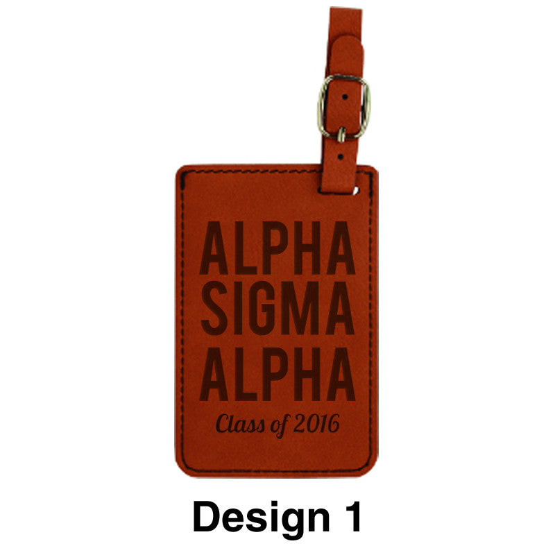 Custom Greek Graduation Rawhide Leather Luggage Tag - GFT264 - LZR