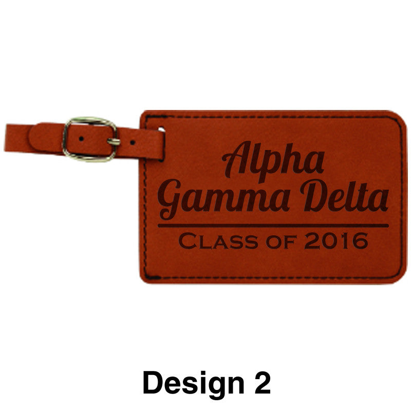 Custom Greek Graduation Rawhide Leather Luggage Tag - GFT264 - LZR