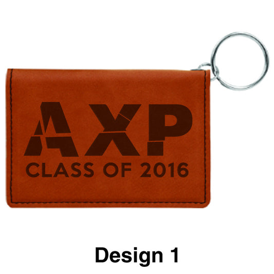 Custom Greek Graduation Rawhide Leather Keychain ID Holder - GFT279 - LZR