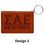 Custom Greek Graduation Rawhide Leather Keychain ID Holder - GFT279 - LZR