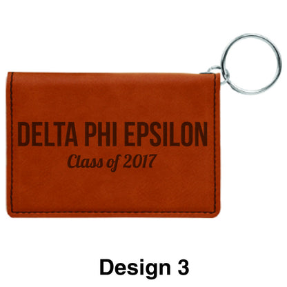 Custom Greek Graduation Rawhide Leather Keychain ID Holder - GFT279 - LZR