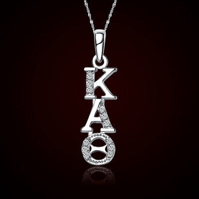 Kappa Alpha Theta Vertical Lavalier w/ Stones