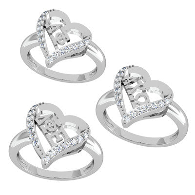 Sorority Heart Ring with Stones - GSTC-R002