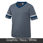 Gamma Sigma Sigma V-Neck Jersey with Striped Sleeves - 360 - TWILL
