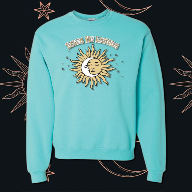 Sorority Crewneck Sweatshirt, Printed Sun & Moon Design - Jerzees 562MR - DTG