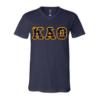 Kappa Alpha Theta V-Neck Shirt, Horizontal Letters - 3005 - TWILL