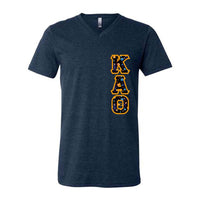 Kappa Alpha Theta Sorority V-Neck Shirt (Vertical Letters) - Bella 3005 - TWILL