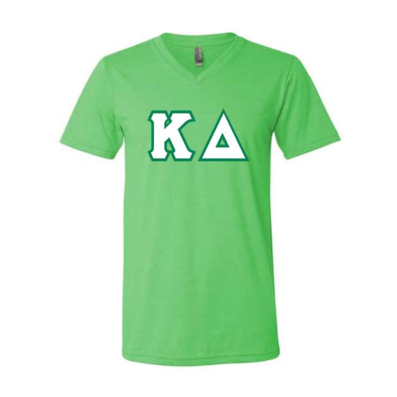 Kappa Delta V-Neck Shirt, Horizontal Letters - TWILL