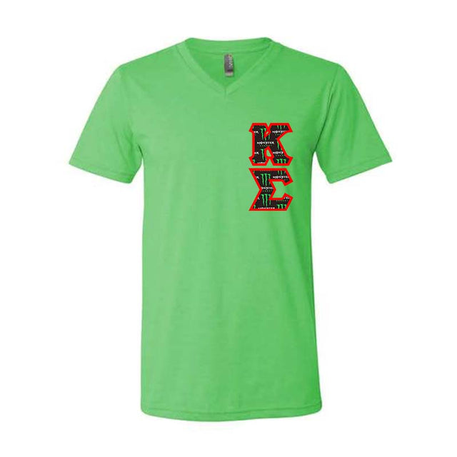 Kappa Sigma Fraternity V-Neck T-Shirt (Vertical Letters) - Bella 3005 - TWILL