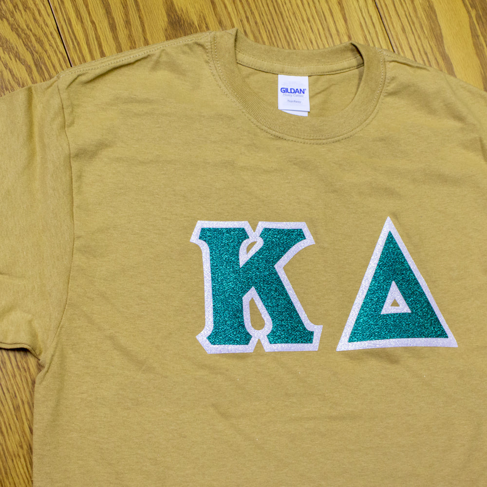Sorority Letter T-Shirt with Glitter Options - G500 - TWILL