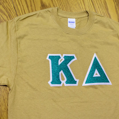 Sorority Letter T-Shirt with Glitter Options - G500 - TWILL
