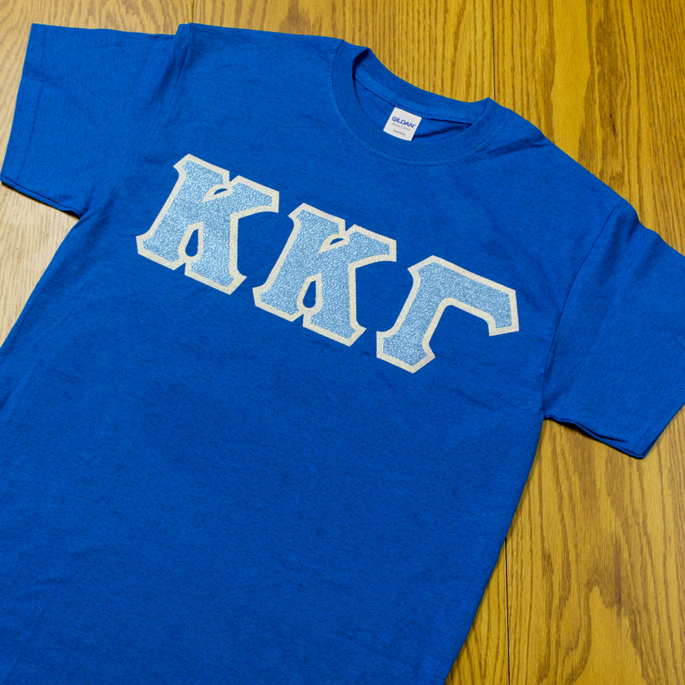 Sorority Letter T-Shirt with Glitter Options - G500 - TWILL