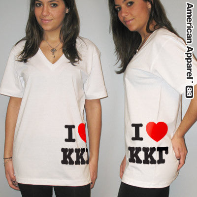 Greek 'I Love Kappa Kappa Gamma' Custom Printed Sorority V-Neck Tee - Bella 3005 - CAD