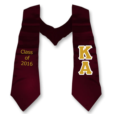 Kappa Alpha Graduation Stole with Twill Letters - TWILL