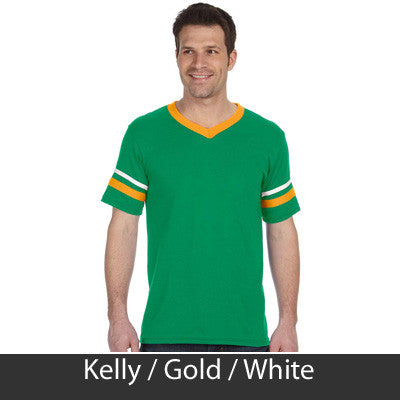 Alpha Gamma Rho V-Neck Jersey with Striped Sleeves - 360 - TWILL