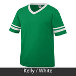Alpha Sigma Tau V-Neck Jersey with Striped Sleeves - 360 - TWILL