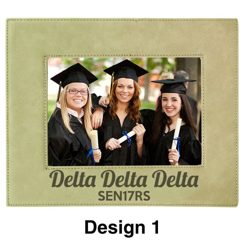 Custom Greek Graduation Engraved Leather Picture Frame - LLF157 - LZR