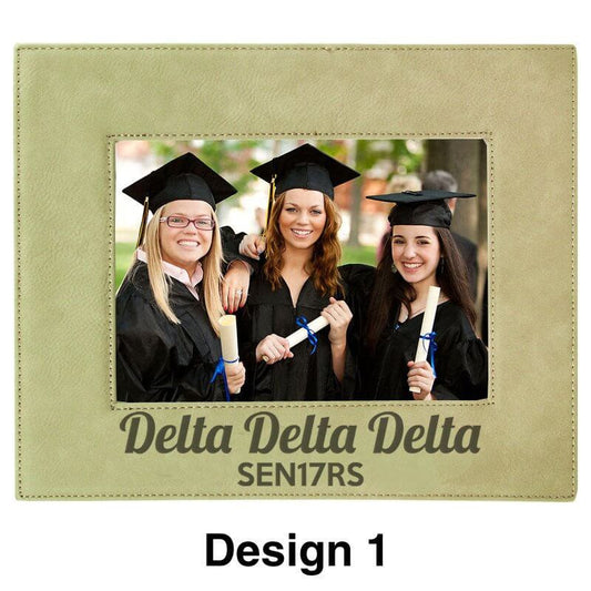 Custom Greek Graduation Engraved Leather Picture Frame - LLF157 - LZR