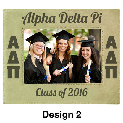 Custom Greek Graduation Engraved Leather Picture Frame - LLF157 - LZR