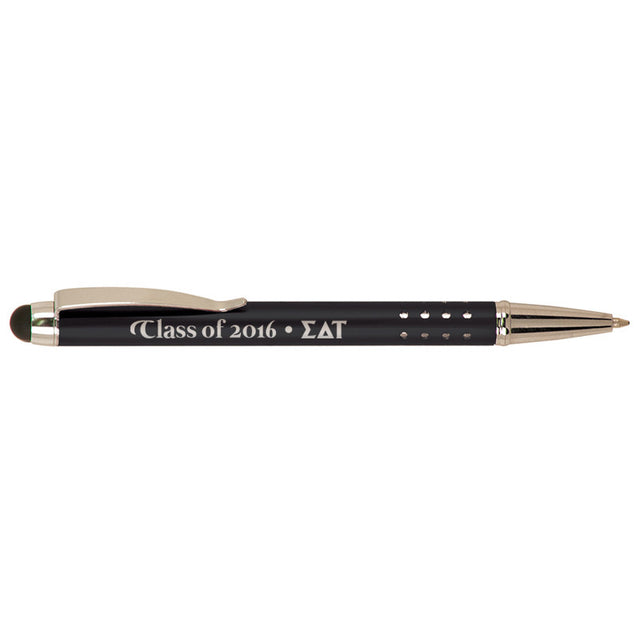 Custom Greek Graduation Black with Silver Trim Pen - LP831 - LZR