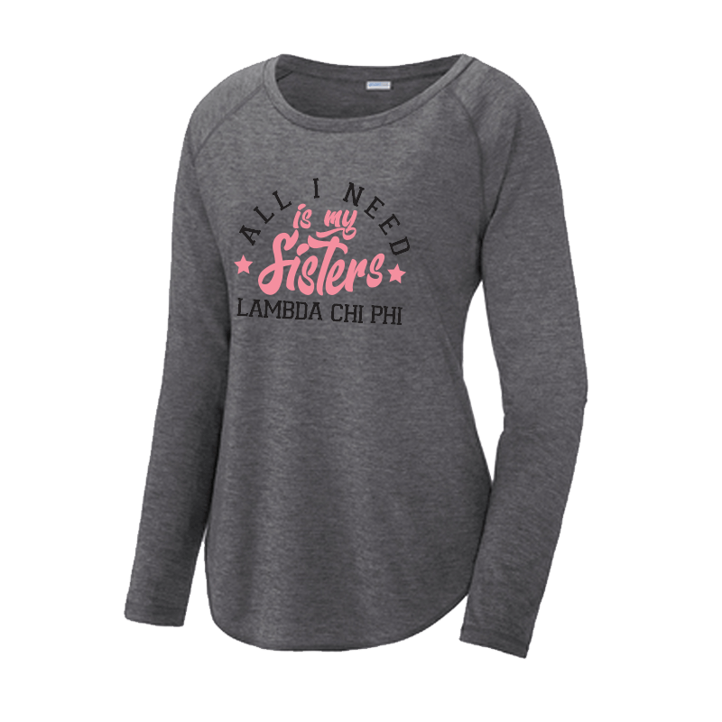 Greek Sorority All I Need is My Sisters Long Sleeve Raglan Tee - LST400LS - CAD
