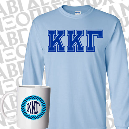Sorority Varsity Printed Long-Sleeve and Chevron Coffee Mug, Bid Day Special - Gildan 2400 - CAD - SM11 - SUB