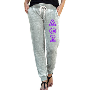 Sorority Printed Ladies Zen Jogger Pant with Vertical Letters - J America JA8944 - CAD