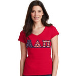 Sorority V-Neck Tee, Stars and Stripes Letters - 3005 - TWILL