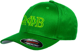 Omega Phi Beta Flexfit Fitted Hat, 2-Color Greek Letters - 6277 - EMB
