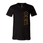 Phi Kappa Sigma Fraternity V-Neck T-Shirt (Vertical Letters) - Bella 3005 - TWILL