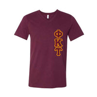 Fraternity V-Neck T-Shirt (Vertical Letters) - Bella 3005 - TWILL