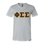 Phi Sigma Sigma V-Neck Shirt, Horizontal Letters - 3005 - TWILL