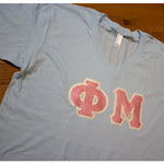 Sorority V-Neck Tee with Glitter Letters - Bella 3005 - TWILL