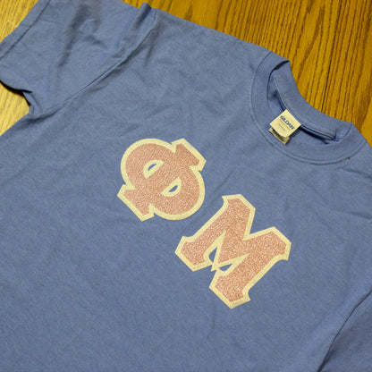 Sorority Letter T-Shirt with Glitter Options - G500 - TWILL