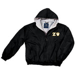 Zeta Psi Greek Fleece Lined Full Zip Jacket w/ Hood - Charles River 9921 - TWILL