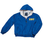 Zeta Beta Tau Greek Fleece Lined Full Zip Jacket w/ Hood - Charles River 9921 - TWILL