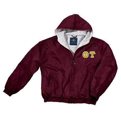Theta Tau Greek Fleece Lined Full Zip Jacket w/ Hood - Charles River 9921 - TWILL