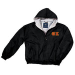 Theta Chi Greek Fleece Lined Full Zip Jacket w/ Hood - Charles River 9921 - TWILL