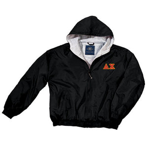 Delta Chi Greek Fleece Lined Full Zip Jacket w/ Hood - Charles River 9921 - TWILL