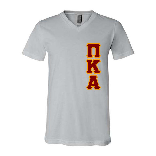 Pi Kappa Alpha Fraternity V-Neck T-Shirt (Vertical Letters) - Bella 3005 - TWILL
