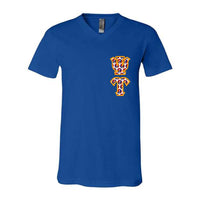 Psi Upsilon Fraternity V-Neck T-Shirt (Vertical Letters) - Bella 3005 - TWILL