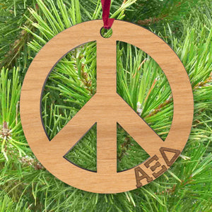 Greek Engraved Peace Sign Ornament - LZR