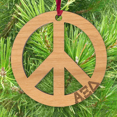 Greek Engraved Peace Sign Ornament - LZR