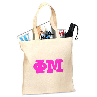 Phi Mu Budget Tote, Printed Greek Letters - CAD