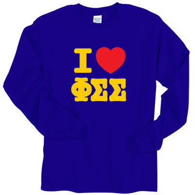 I Love Phi Sigma Sigma Printed Longsleeve - Gildan 2400 - CAD