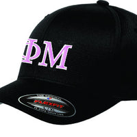 Phi Mu Flexfit Fitted Hat, 2-Color Greek Letters - 6277 - EMB