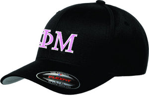 Phi Mu Flexfit Fitted Hat, 2-Color Greek Letters - 6277 - EMB