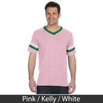 Phi Mu Delta V-Neck Jersey with Striped Sleeves - 360 - TWILL