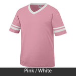 Gamma Phi Omega V-Neck Jersey with Striped Sleeves - 360 - TWILL
